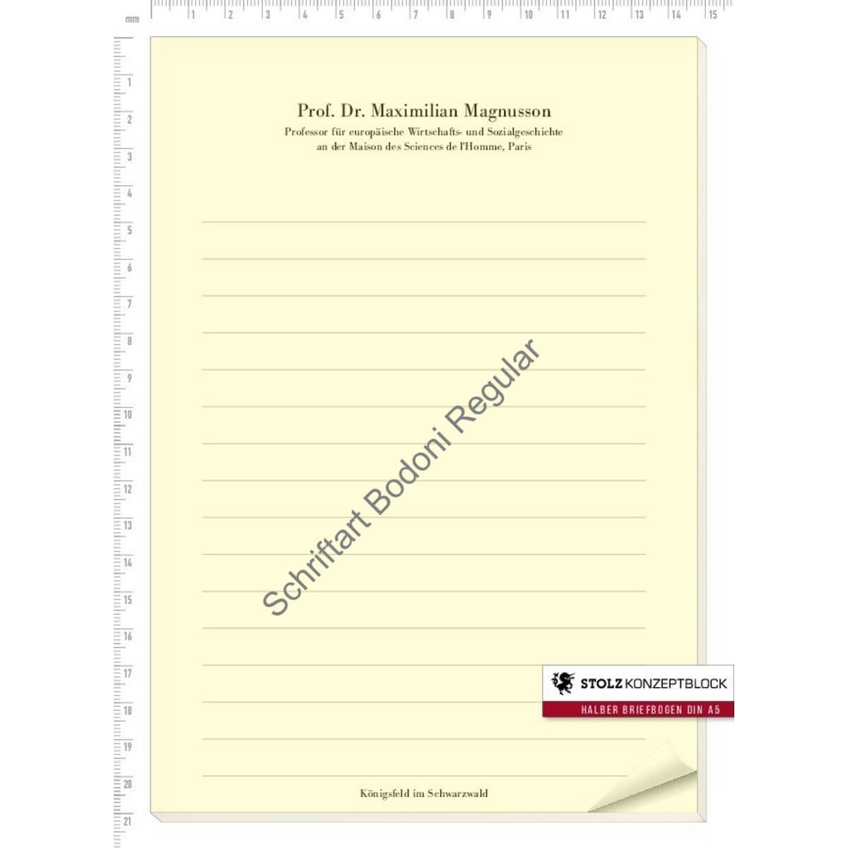 STOLZ Konzeptblock A5 liniert (Bodoni Regular)